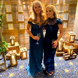 Dessy group green off the shoulder dress